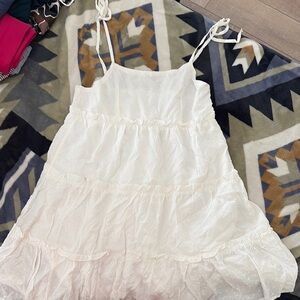 White Sleeveless Dress with Tie Straps